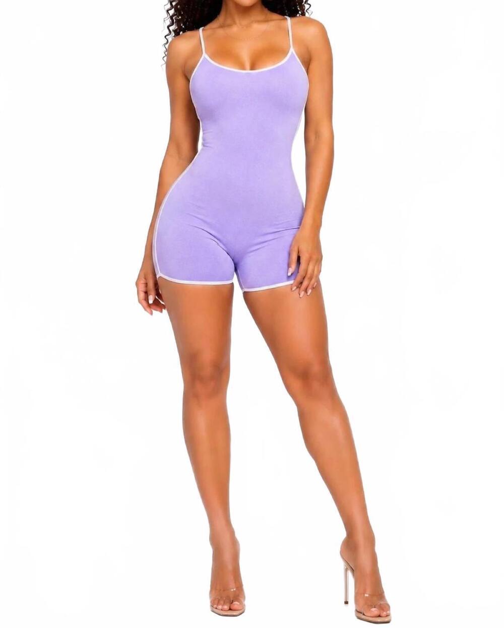 NEW JNK easy does it spaghetti strap dolphin trim short romper in lavender